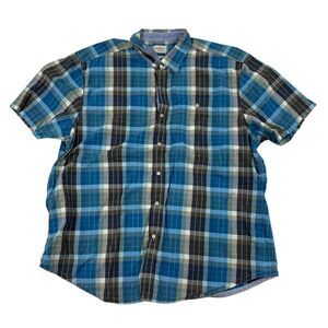 Tommy Bahama Island Modern Fit Blue Plaid S/S Shirt 100% Cotton Size XXL 2XL